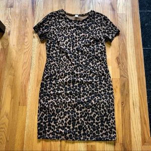 Leopard Shift Dress Knit Stretchy